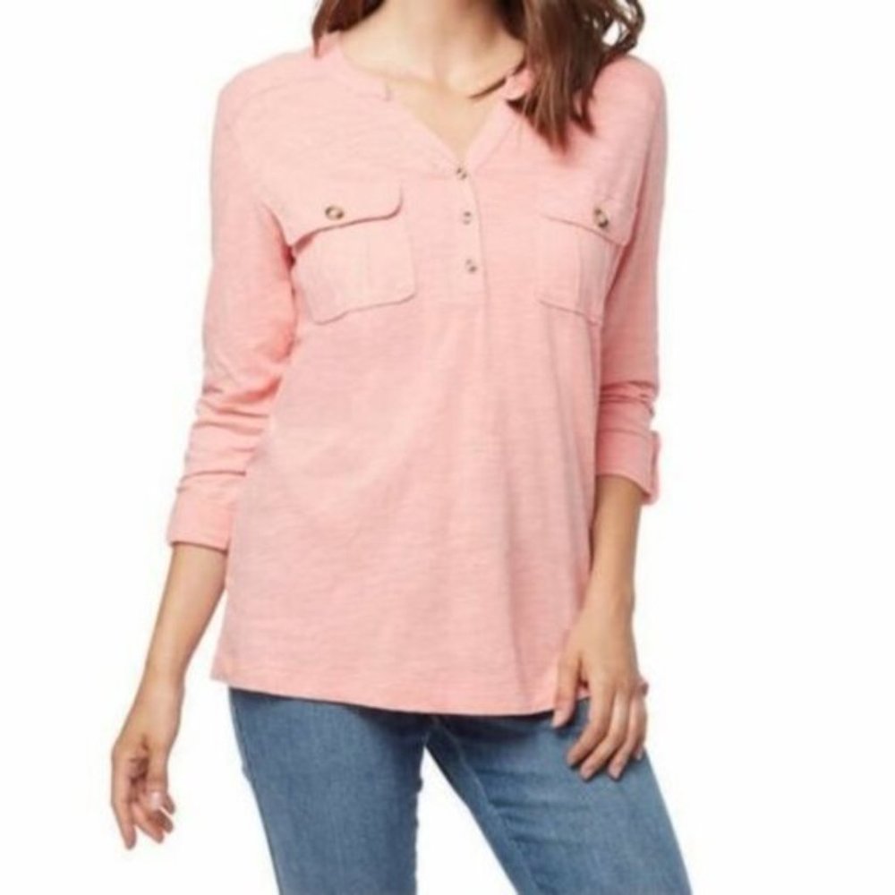 NWT Gloria Vanderbilt Penelope Coral Long Sleeve Top
